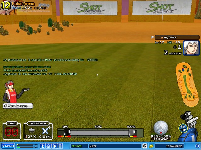 a TP quitter in first hole and USING BAD LANGUAGE    name      golf74