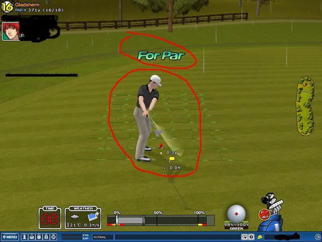 He is putting or driveing??